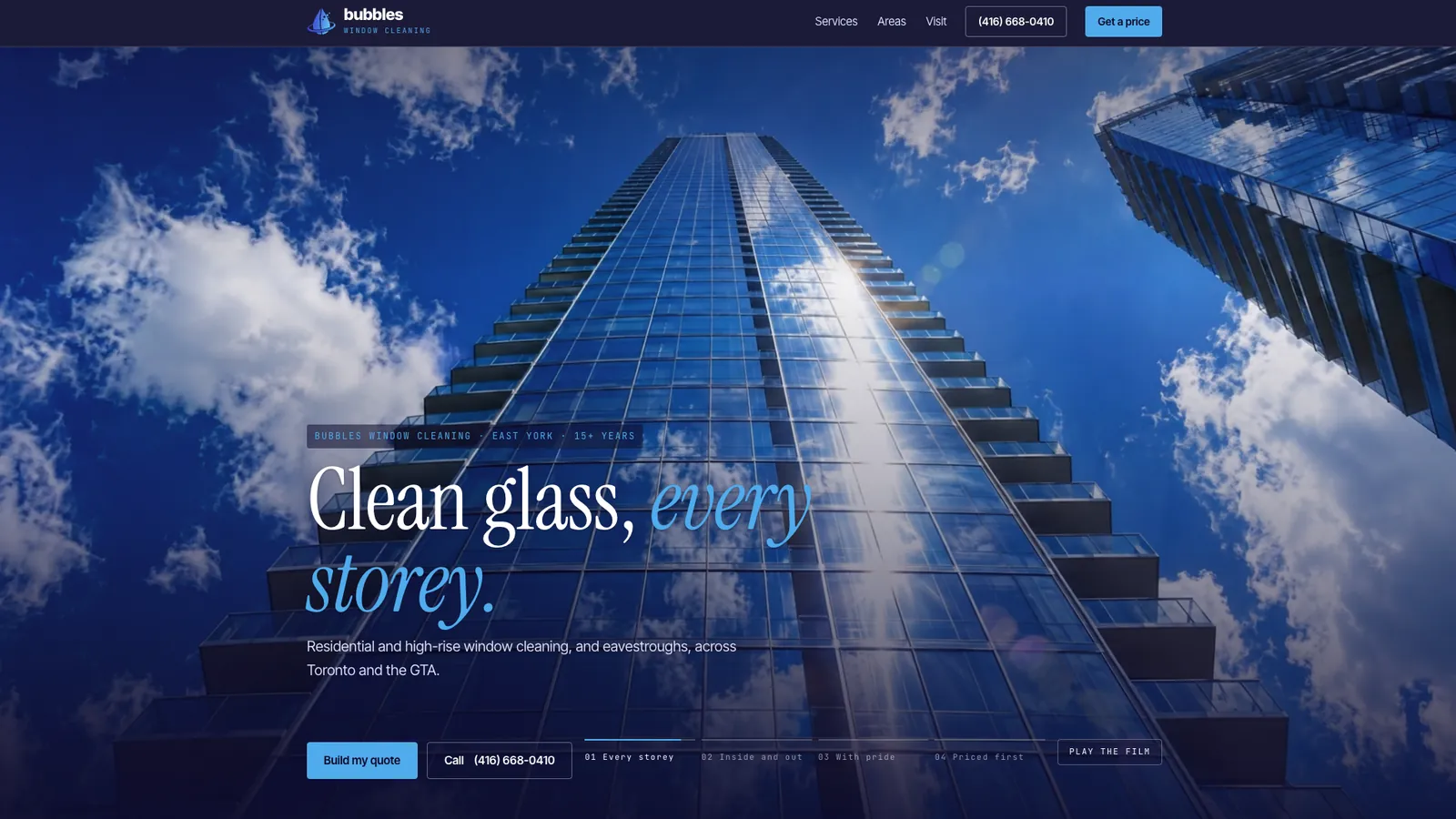 The Bubbles Window Cleaning website