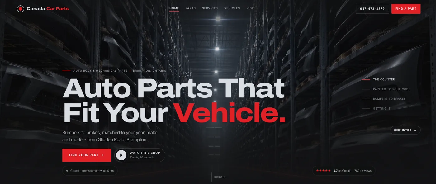 The Canada Car Parts website