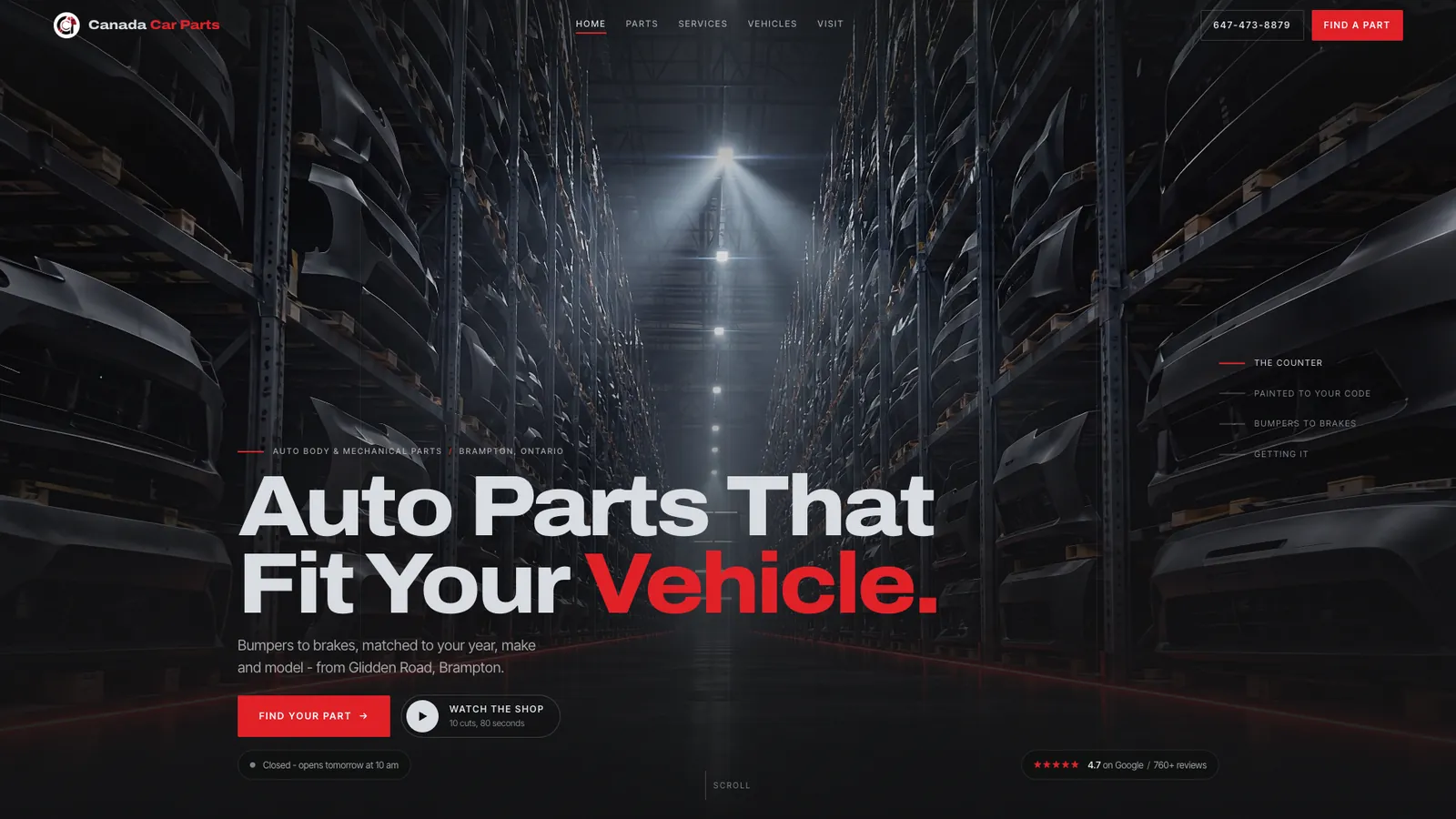 The Canada Car Parts website